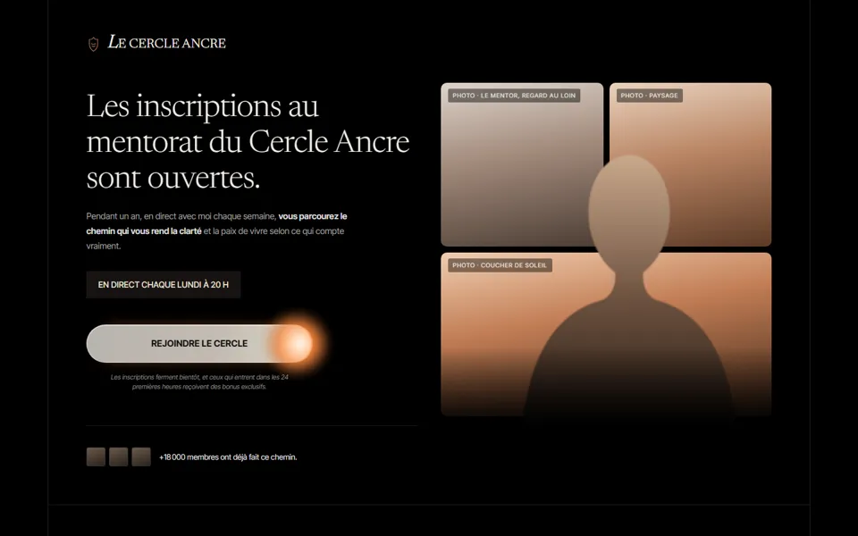 Haut de page du template Luxe sombre