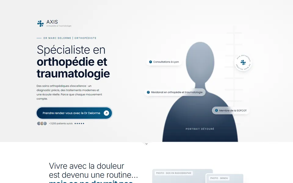 Haut de page du template Médical premium